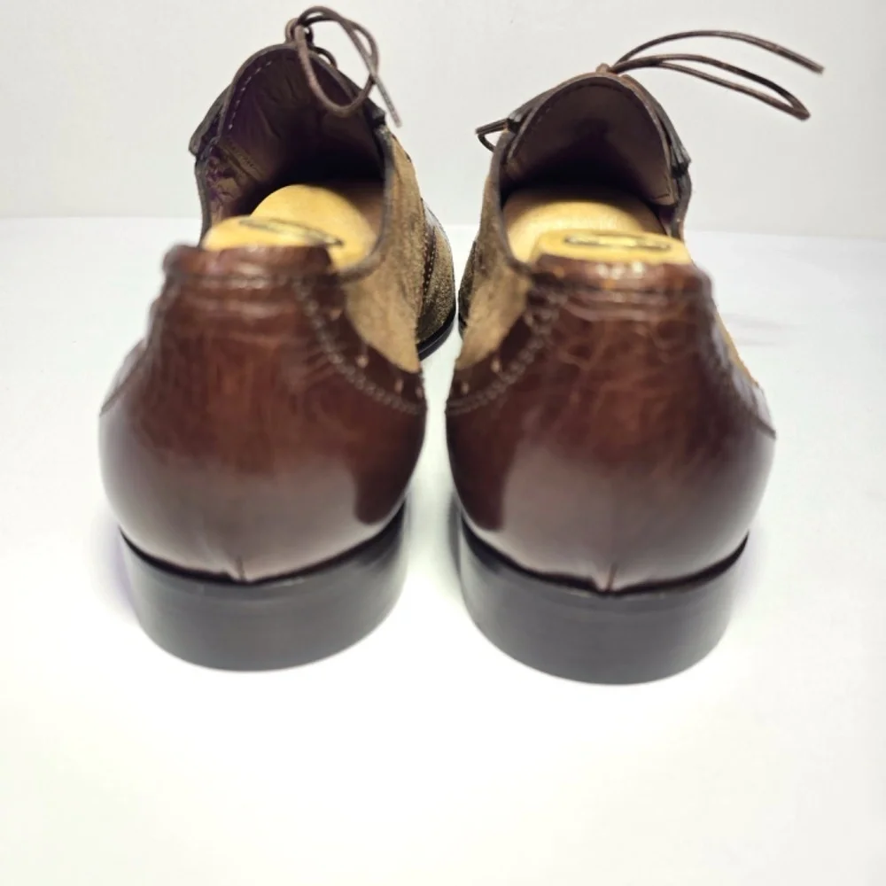 Etro Men’s Shoes Sz 42 (US 9) Wingtip Oxford Brown Leather & Suede Made in Italy